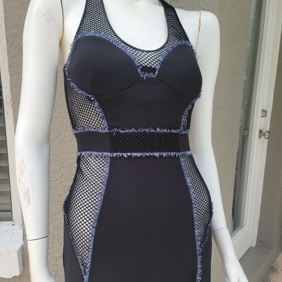 La Perla double split goth fishnet sheer  bodice long slip gown size small - Picture 3 of 13